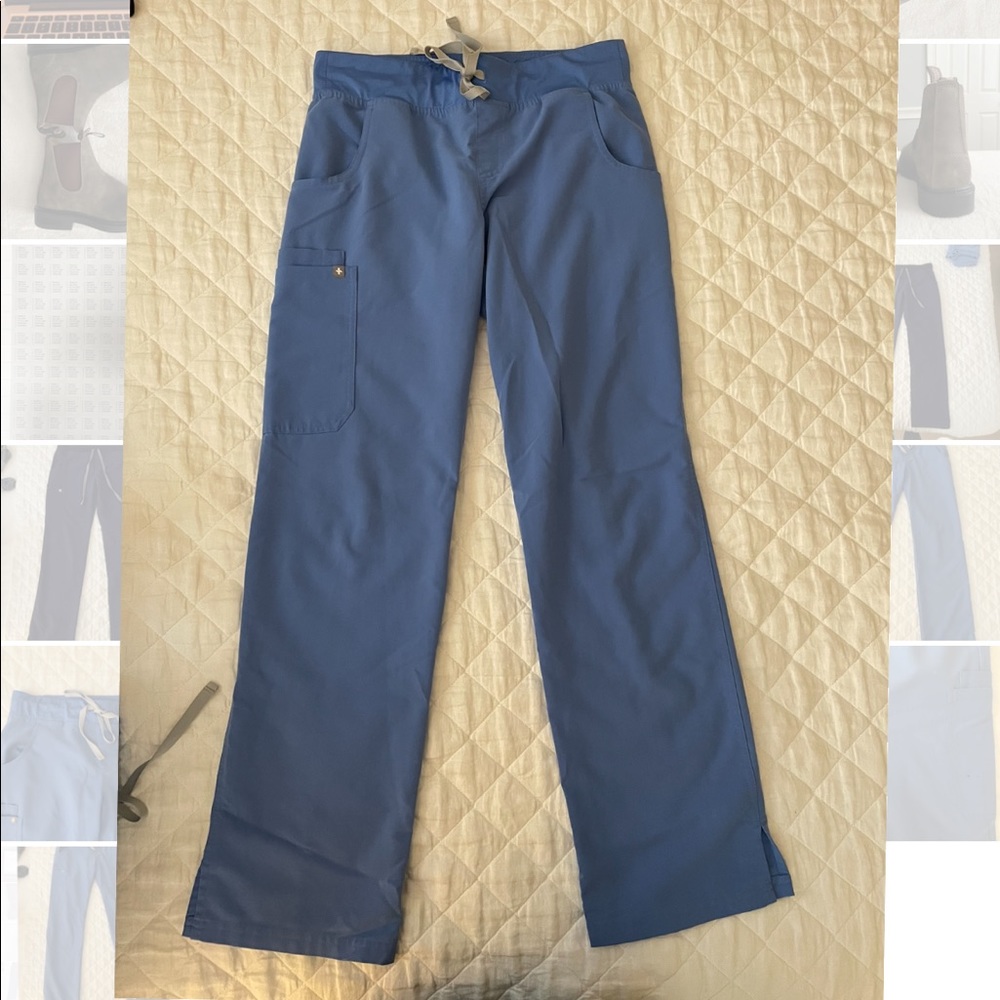 Figs Kade Cargo Scrub Pants - Small, ceil blue
